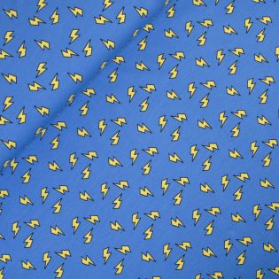 Baumwolljersey - Blitze - blau