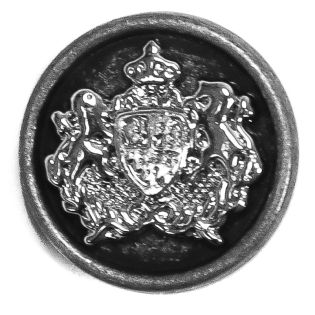Ösenknopf - 20 mm - Wappen - altsilber
