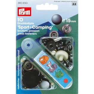 Druckknöpfe mit Kappe - Sport & Camping - 15mm mit Werkzeug - schwarz
