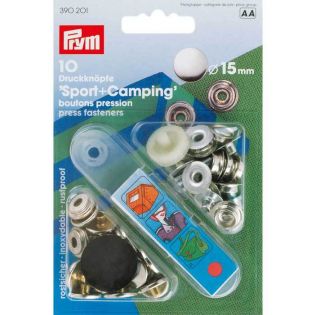 Druckknöpfe mit Kappe - Sport & Camping - 15mm mit Werkzeug - silber