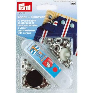 Anschraubbare Druckknöpfe - Yacht & Caravan - 15 mm - 10 Stück - silber mit Werkzeug