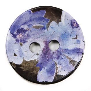 2-Loch-Knopf - 36 mm - Holz - Blume - lila