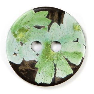 2-Loch-Knopf - 36 mm - Holz - Blume - lindgrün