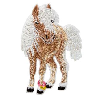 Applikation - Pony weiß/braun