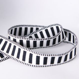 Taschengurtband - 38 mm - gestreift  - schwarz - weiß 