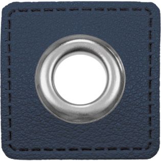 Ösenpatches für Kordeln - Lederimitat - marine 