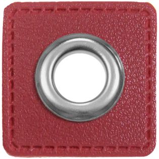 Ösenpatches für Kordeln - Lederimitat - bordeaux