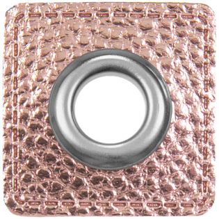 Ösenpatches für Kordeln - Lederimitat - metallic - rose