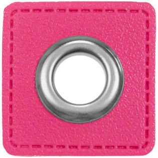 Ösenpatches für Kordeln - Lederimitat - pink