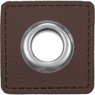 Ösenpatches für Kordeln - Lederimitat - dunkelbraun