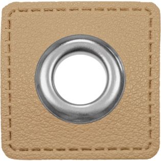 Ösenpatches für Kordeln - Lederimitat - beige