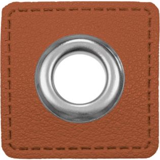 Ösenpatches für Kordeln - Lederimitat - camel