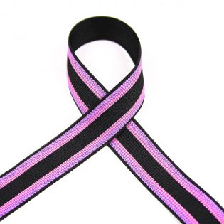 Ripsband - gestreift - flieder-lila-schwarz - 25mm