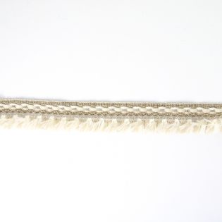 Jacquard - Fransenborte - 25 mm - creme