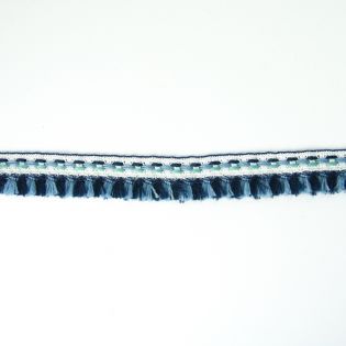 Jacquard - Fransenborte - 25 mm - blau