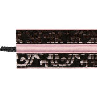Gummiband - mit Kordelzug - 50 mm - schwarz-rose