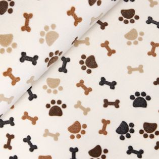 Fleece - Jacquard - Hundepfote - creme