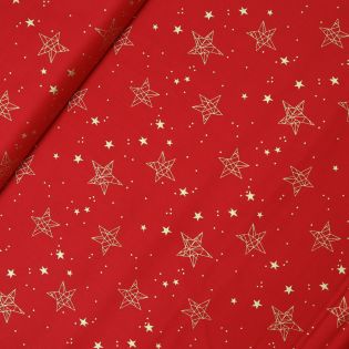 Baumwolle - Weihnachten - geometrische Sterne - rot
