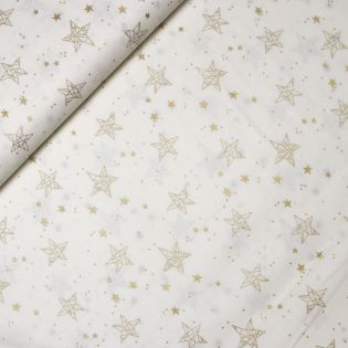 Baumwolle - Weihnachten - geometrische Sterne - creme