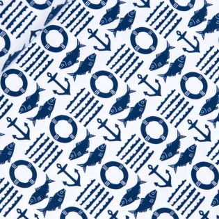 Baumwolljersey - Organic - Fische - marine