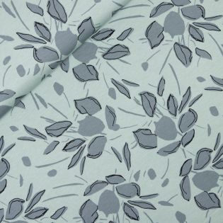 Viskosejersey - abstrakte Blumen - mint