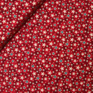 Baumwolle - Weihnachten - Sternennebel - rot