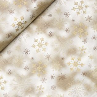 Baumwolle - Weihnachten - Sterne und Kristalle auf Nebel - creme