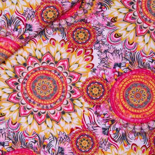 Viskose - Popeline - Mandala - bunt