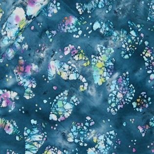 Baumwolle - Popeline - Batik - Meeresbewohner - blau