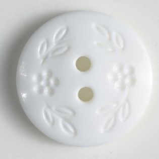 2-Loch-Knopf - 13 mm - florale Muster - weiß