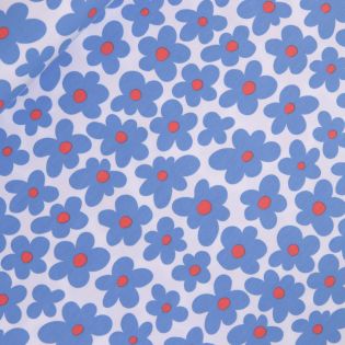 Baumwolljersey  - Blüten - blau 