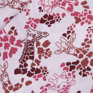 Baumwolljersey - Giraffenköpfe - braun - rosa