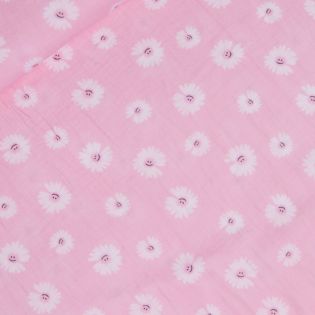 Baumwoll - Musselin -   Lachende Gänseblümchen - rosa