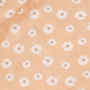 Baumwoll - Musselin -   Lachende Gänseblümchen - beige