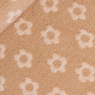 Teddyplüsch - beige mit Blumen