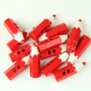 2-Loch-Knopf - Buntstift - 18 mm - rot