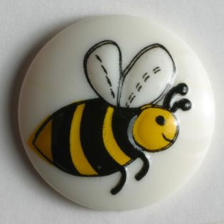 Öse - 18 mm - Kinderknopf - Biene - weiss