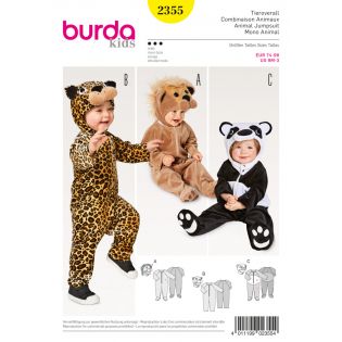 Schnittmuster - burda style - Tieroverall – Löwe – Leopard – Panda – Kopfbedeckung