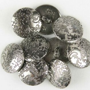 Öse - 18 mm - Modeknopf - Ornamentmuster - silber