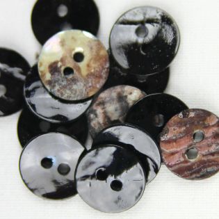 2-Loch-Knopf - 13 mm - Perlmutt - schwarz