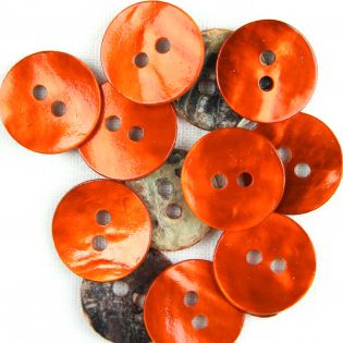 2-Loch-Knopf - 13 mm - Perlmutt - orange