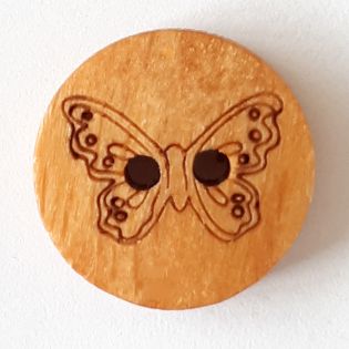 2-Loch_Knopf - 15 mm - Schmetterling - Echtholz