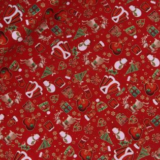 Baumwolle - Weihnachten - Weihnachtsdeko - rot