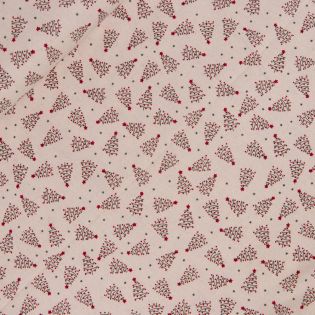 Baumwolle - Weihnachten - moderne Weihnachtsbäume - Cretonne creme