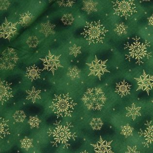 Baumwolle - Weihnachten - goldene Eissterne - Cretonne creme