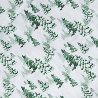 Baumwolle - Weihnachten - Tannen im Schnee - weiß