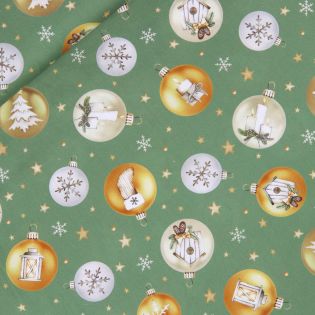 Baumwolle - Weihnachten - Weihnachtskugeln - grün