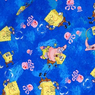 Baumwolljersey  - Lizenz - SpongeBob - blau 