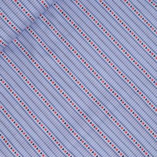 Baumwoll - Jacquard - Alpenherzen- Karo - blau - weiß - rot