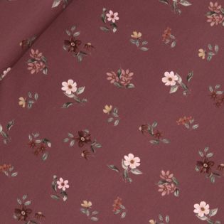 Baumwolljersey  - Digital GOTs Flowers - Bordeaux  Rosa